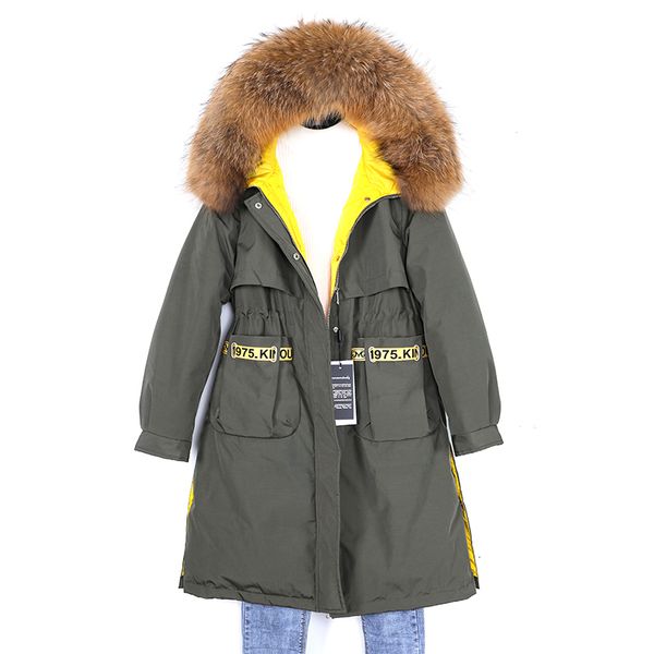 

new winter coat 2021 skin white duck down long leather jacket collar 0nj9, Black