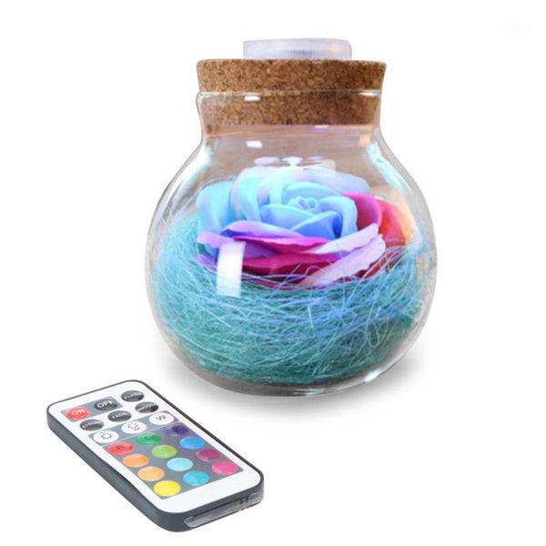 

wishing bottle soap artificial flower gift birthday gift packaging box home decor eternal colorful rose in glass cover1