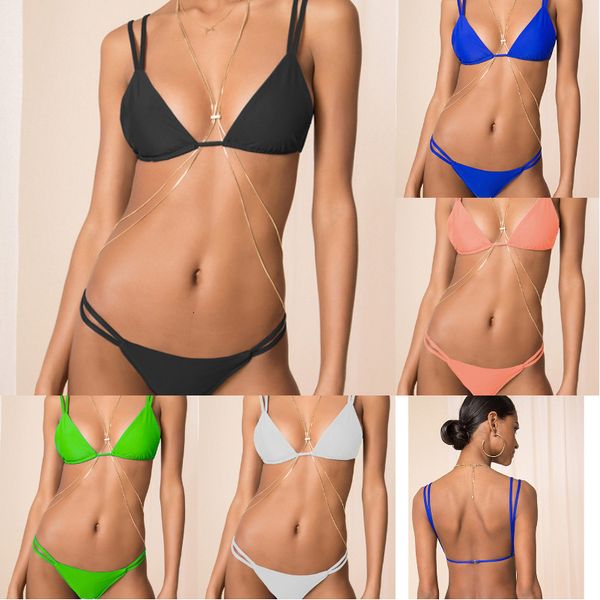 

2020 new fashion bikini solid color small fresh split women's swimsuit, White;black