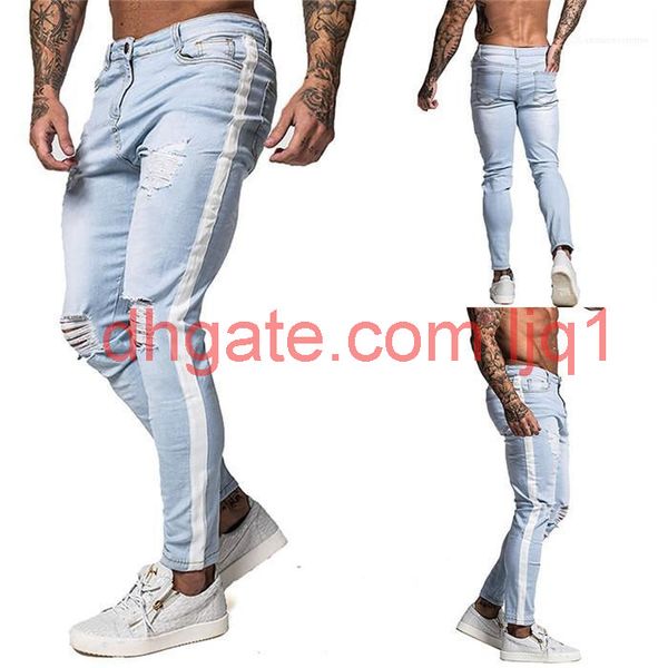 

leg pants male designer jeans mens light colored hole jeans casual skinny midrise straight, Blue
