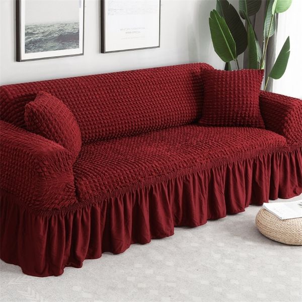 

waterproof solid color elastic sofa cover for living room printed plaid stretch sectional slipcovers sofa couch cover l shape lj201216