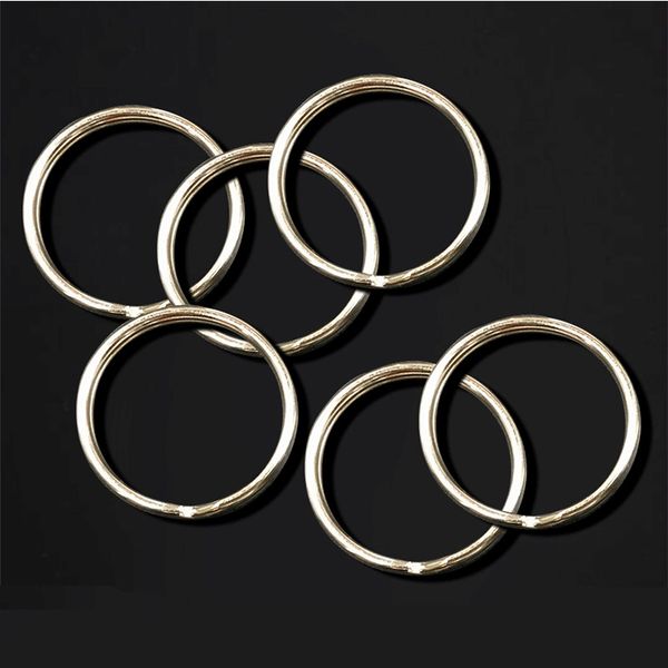 

key stainless steel aperture clasp nickel plated flat ring, Silver