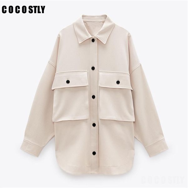 

new woman jacket fashion oversized with pockets denim overshirt vintage long sleeve asymmetric female blouses coat chic c1106, Black;brown