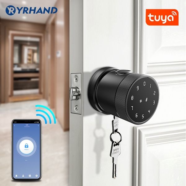 Tuya APP Fingerprint Door Lock Digital Keyboard Smart Card Combination knob Lock For Home / Office / Hotel DIY Door Lock 201013