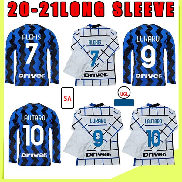 

2020 soccer jersey lukaku alexis lautaro eriksen skriniar godín barella 2021 home away long sleeve high-quality football shirt, Black;yellow