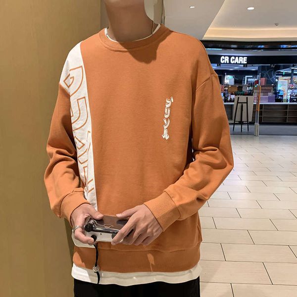 

round sweater men's new fall 2020 neck pullover without cap, Gray
