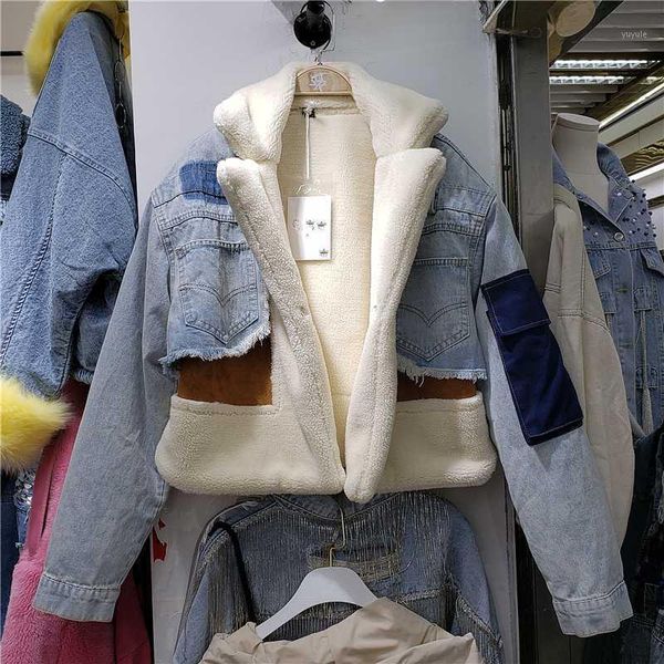 

fashion suede women denim padded jacket warm winter shearling oversized women suede jacket oversized fur short coat1, Black;brown