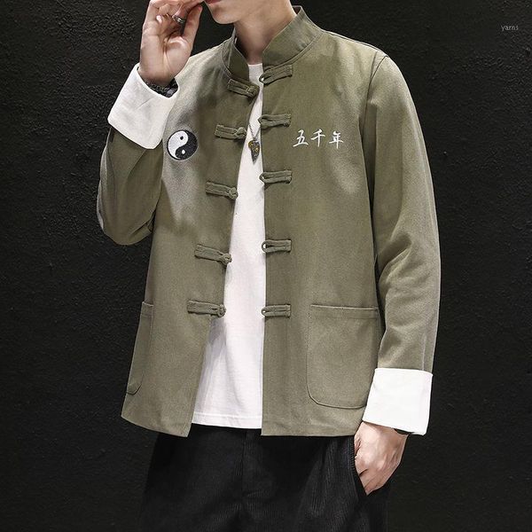 

mrgoldenbowl men's oversized chinese style jackets streetwear men casual loose classic coats 2020 autumn men's fashion jackets1, Black;brown