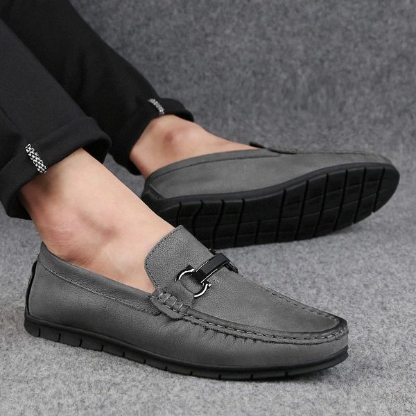

genuine leather shoes men loafers moccasins soft comfortable men casual shoes slip on outdoor breathable male driving shoes #a22x