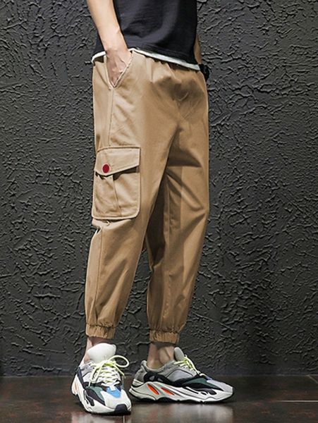 

men slant pocket cargo pants 26ue#, Black
