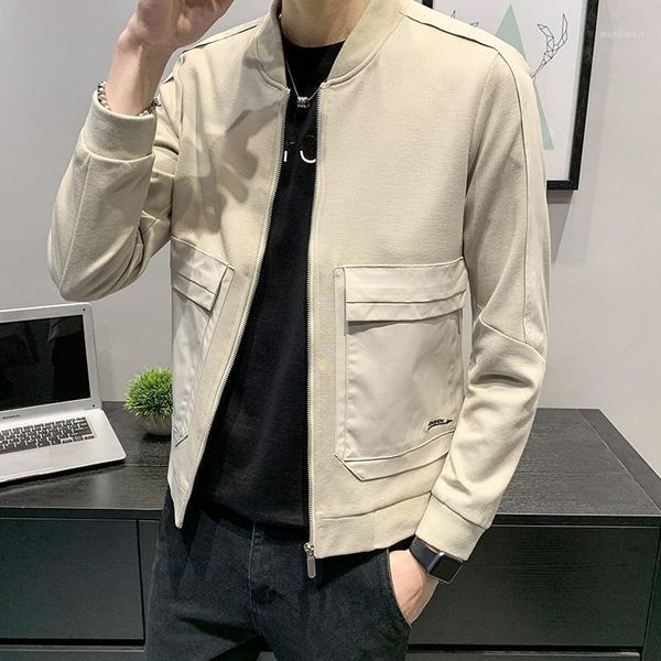 

2020 spring and autumn jacket men korean version of the trend of self-cultivation men's trend baseball jacket wild casual 1, Black;brown