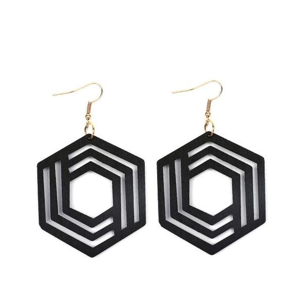 

cut out filigree teardrop large wood earrings for women painting lightweight hexagon geometric statement jewelry acces sqcvef queen66, Silver