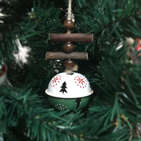 

рождество висячие украшения 1шт зеленый красный рождественский колокольчик с шишка рождественская елка орнамент висячие оригинальный кулон j