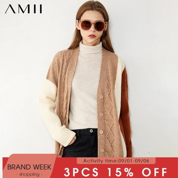

amii minimalism autumn winter cardigans for women 2020 causal women's sweater spliced women's jacket female cardigan 120407811, White
