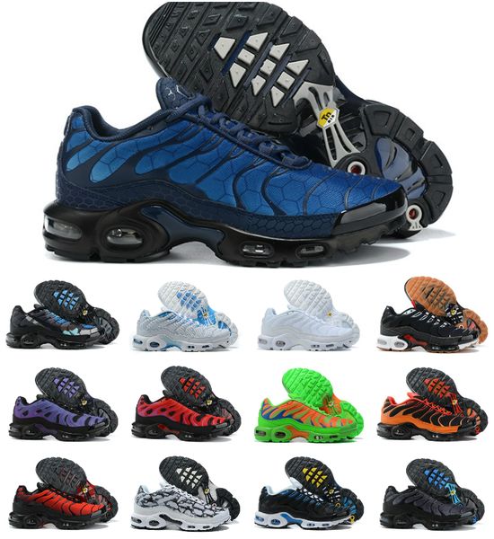 

2021 original tn mens running shoes air plus obsidian unc white black breathable mesh chaussures requin trainers