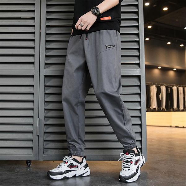 

2021 new sport pants fashion mens solid color streetwear drawstring pocket sports trousers casual beam feet pants, Black