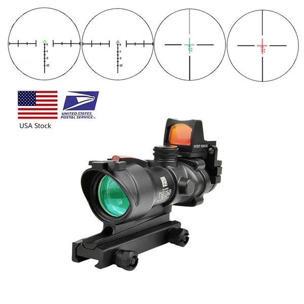 Trijicon ACOG 4X32 Real Fibra Óptica Red Dot Iluminado Vidro Chevron Gravado Retículo Óptico Mira Mira Óptica de Caça