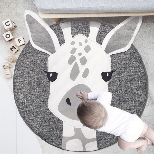 

play mat round infant crawling blanket baby game pad cotton cartoon playmat kids room carpet floor rugs toddler activity gym mat lj200818