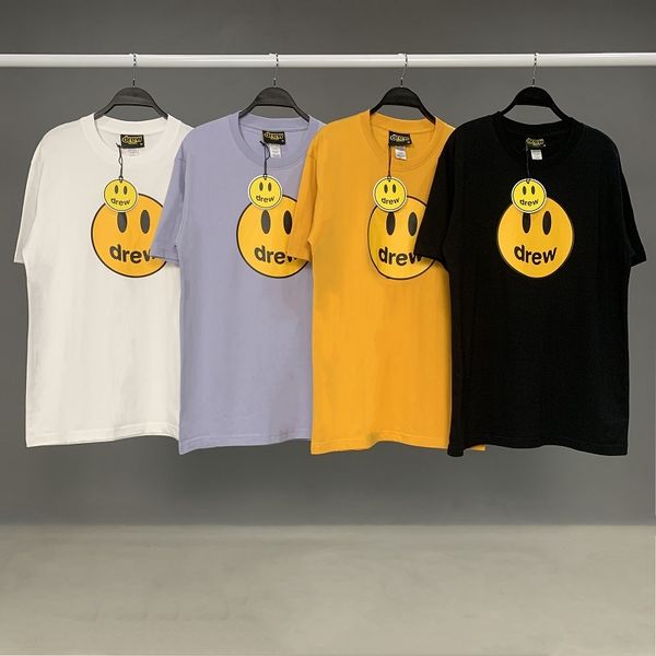 

drew smiling face justin bieber couple ins online red same fog high street style cotton short sleeve t-shirt trend