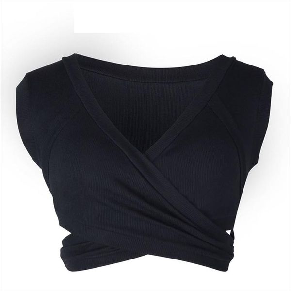 

sexy cross top v-образным вырезом бак белый черный повязка крест уличные женские топы короткие женские базовый жилет женщина 2020 лето, White