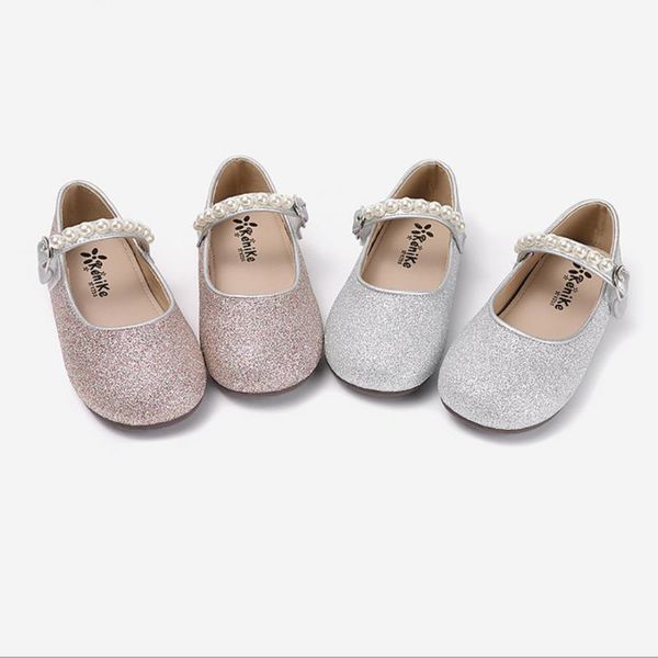 

flat shoes little girls glitter beading flats princess flower silver white birthday party kids dressy christmas 3t, Black;grey