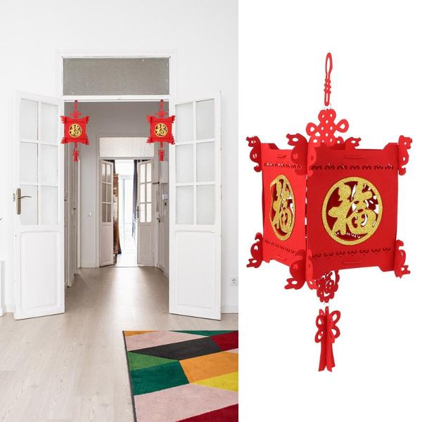 

2pcs new year lantern decoration happy words hanging ornament (random style)