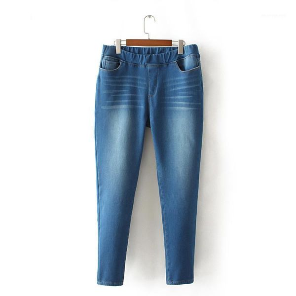 

women's jeans plus size 5xl stretch denim pants women spring summer high waist pencil oversize casual trousers long g10081, Blue