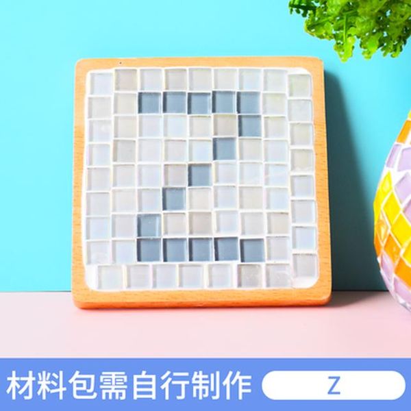 

1 pack letter square glass mosaic tiles transparent wood coaster material handmade diy mosaic making children mosaic puzzle wmtfcx