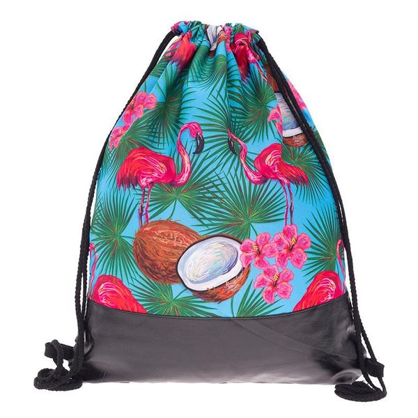 

ttou женщины повседневная сумка drawstring pu leather bottom холст рюкзак cute printed дорожная сумка mochilas хранения досуг сумка wmtapw o