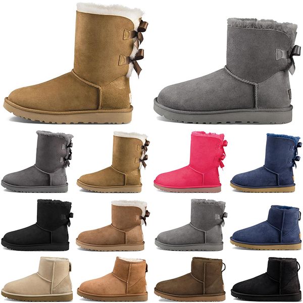 

designer australian women wgg boots casual shoes classic snow fashion australia ankle short bow fur winter black chestnut boot promotion