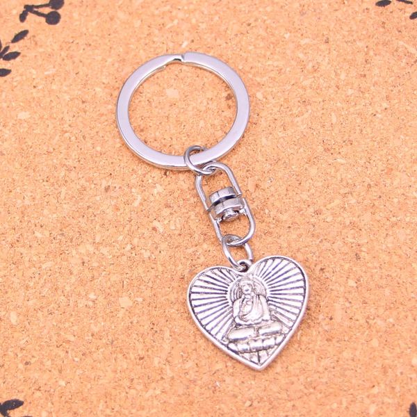 Mode Schlüsselbund 23*24mm buddhismus herz buddha Anhänger DIY Schmuck Auto Schlüssel Kette Ring Halter Souvenir Für Geschenk