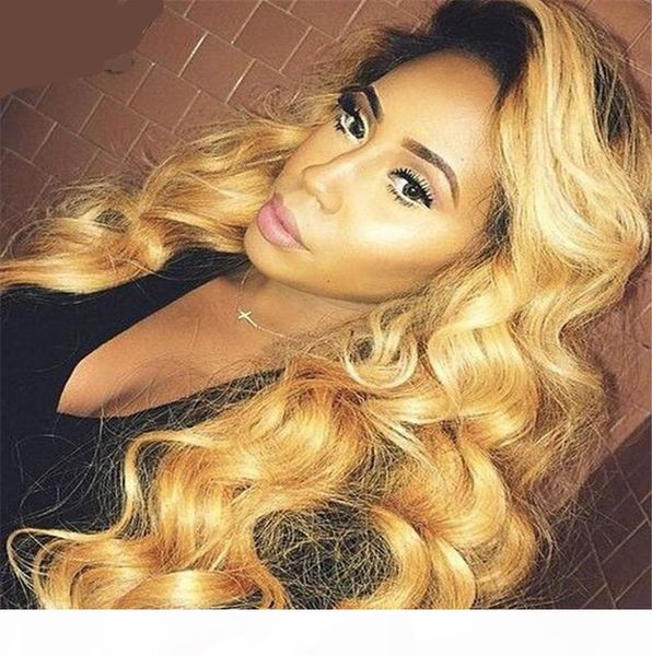 

brazilian human hair body wave wig ombre human hair full lace wig lace front wig with baby hair for african americans women, Black;brown
