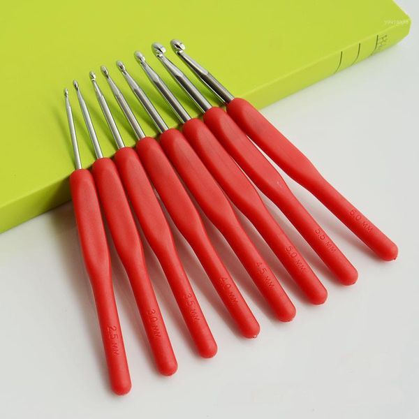 

new 8pcs/set 2.5mm-6.0mm aluminum alloy sweater needles plastic handle crochet hooks set knitting needle tools craft kit1, Black