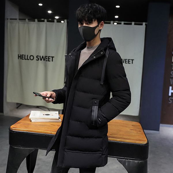 

301d-dj934 medium length men's youth trend down thickened cotton padded jacket, Black