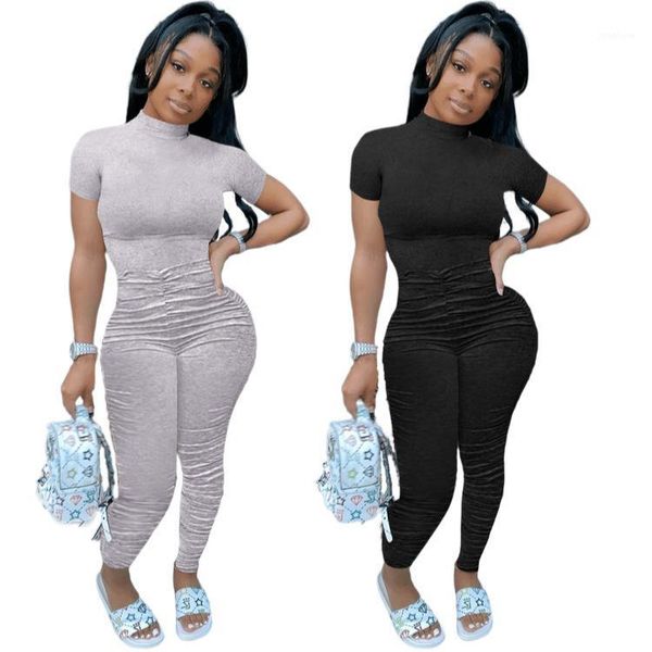 

stacked leggings pants ruched stacked jumpsuit short sleeve jumpsuit women ruched pants black bodycon outfits rompers1, Black;white