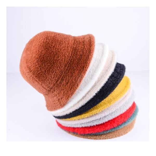 

fashion winter hat for women fur bucket warm caps dome panama black white vintage fisherman buc jllfeu