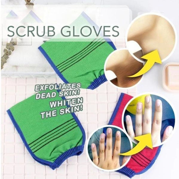 

five fingers gloves exfoliating body shower bath miloofah skin massage sponge spa arm hand warmer knitted long fingerless, Blue;gray