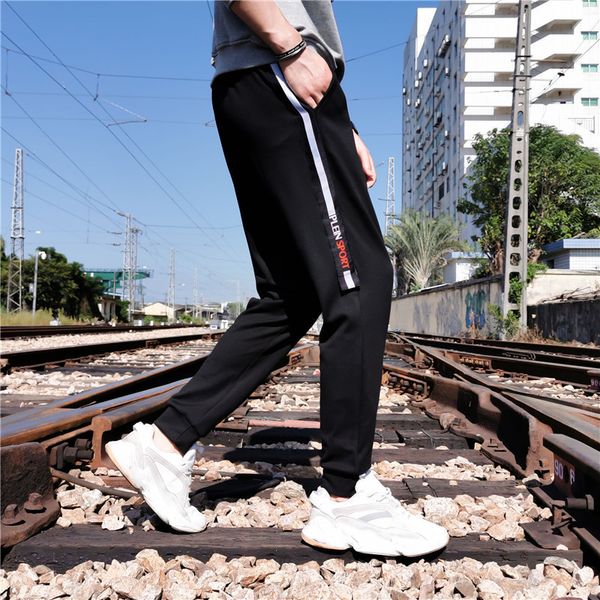 

bodyguard sports casual men's nine point leggings versatile solid pants youth trend, Black