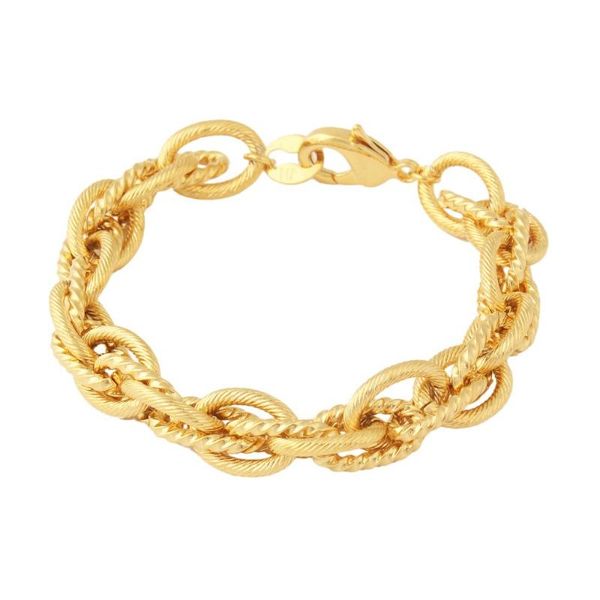 

fashion gold color unique 21 cm 12 mm thick chain & link bracelet, Black