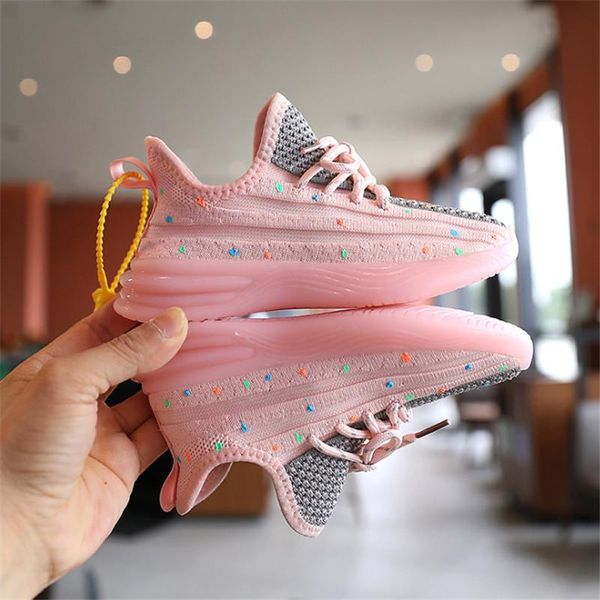 

dimi 2020 autumn children shoes girls sport shoes fashion casual soft knitting breathable kids sneakers glow in the dark wmtbrj, Black