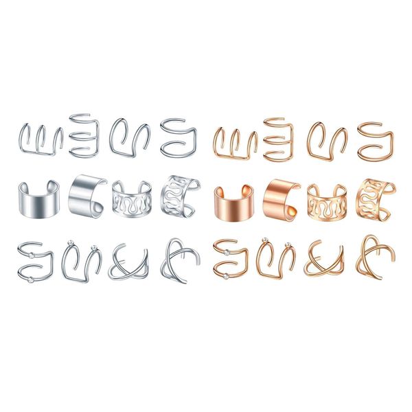 

24pcs уха манжеты helix уха клип на wrap серьга мужской silver rose gold, Golden