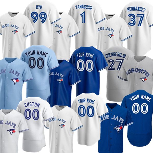 

2021 toronto 27 vladimir guerrero jr. 8 cavan biggio 11 bo bichette 15 randal grichuk 1 shun yamaguchi 9 danny jansen urena baseball jersey, Blue;black
