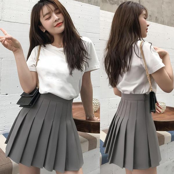 

casual women solid color high waist flared pleated a line mini skater skirt perfect gifts for women, Black