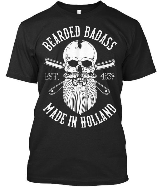 

men's fashion print summer style holland bearded badass brarded est 1839 made in elegantdesign hooded sweatshirt hoodie men t shirt