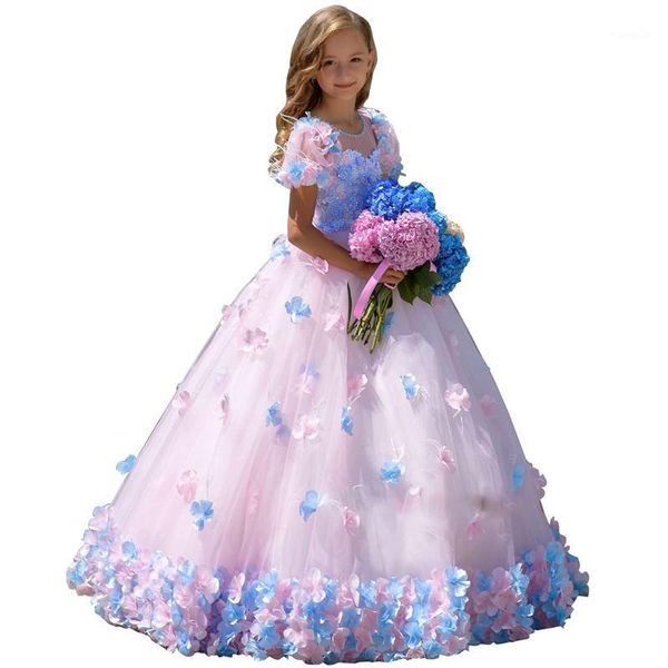 

girl's dresses floral little girls pageant dress kids evening ball gowns first communion wedding holiday party tulle flower girl dresse, Red;yellow