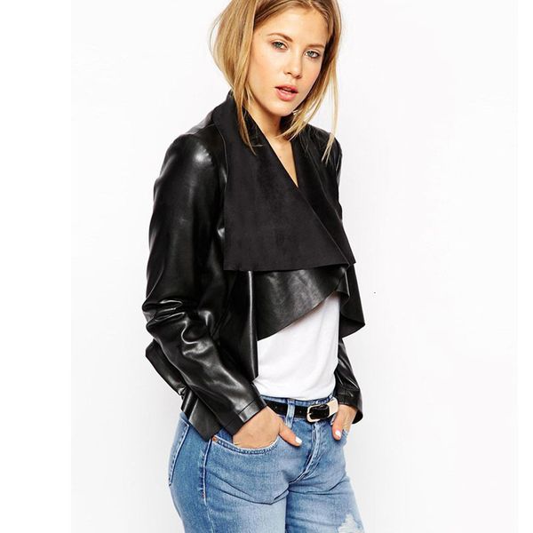

women's gothic bomber black faux leather jacket coat 2021 autumn winter new short motorcycle outerwear harajuku shrug clothes