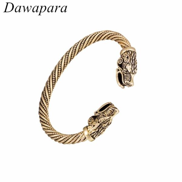 

dawapara vikings wolf bracelet jewelry dragon wristband bracelets for men vintage antique gold bangle pulseiras feminina, Black