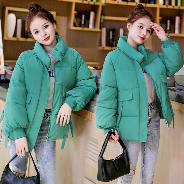 

2021 new winter women solid female turtleneck thick thin oversized short parka down jacket hxkl, Black