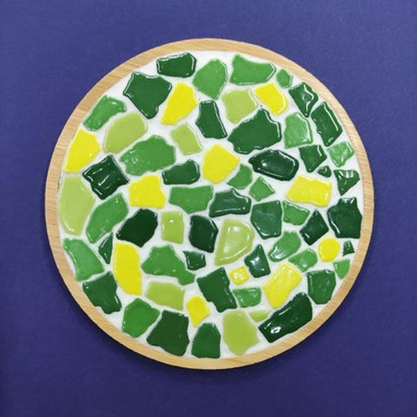 

diy round bamboo coaster creative ceramic mosaic tiles for craft handmade ceramic coaster pot pad irregular mosaic materials wmtsym