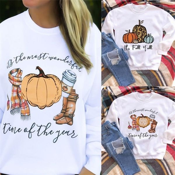 

it's the most wonderful time of the year fall sweatshirt leopard pumpkin graphic grunge pullovers hoodies fashion women jumper 201030, Black